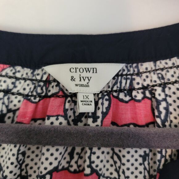 Crown and Ivy Women's Plus Elephant Blouse - size 1X - Picture 3 of 3